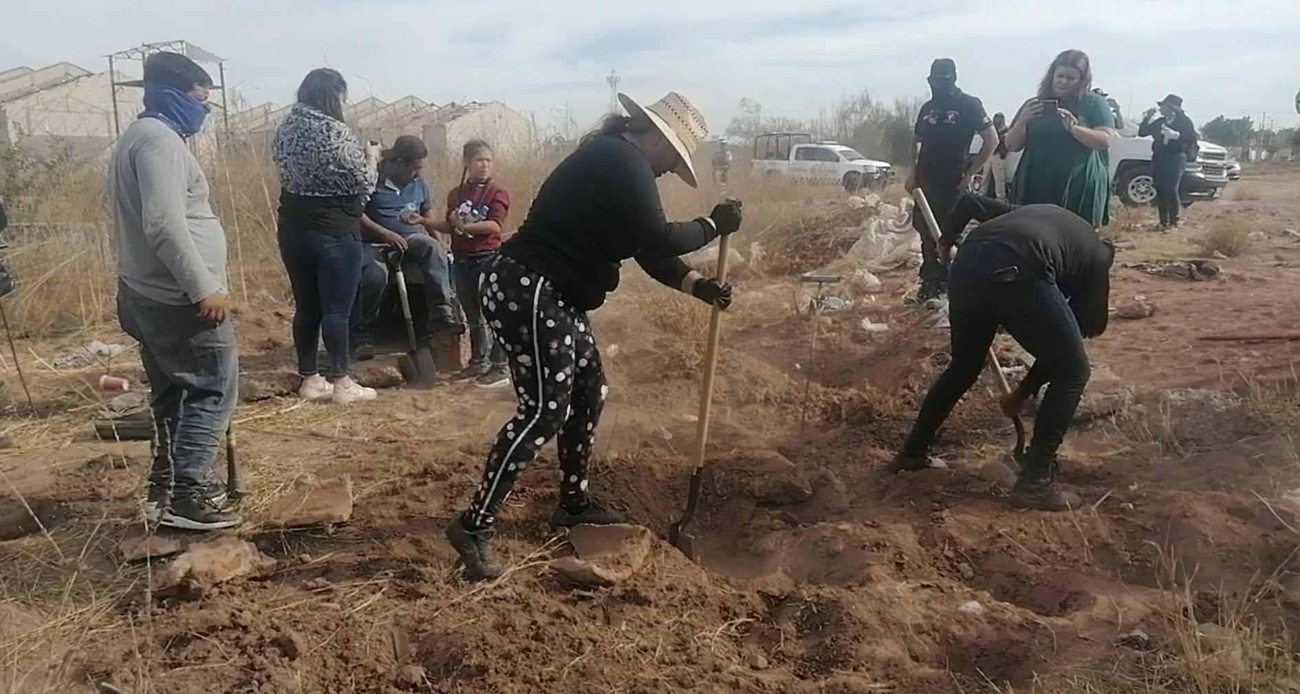 Rastreadoras escarban en un terreno